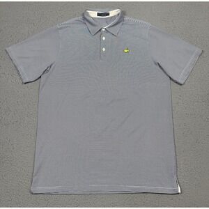 Masters Clubhouse Collection Polo Shirt Mens XL Blue Stripe Golf Stretch Italy